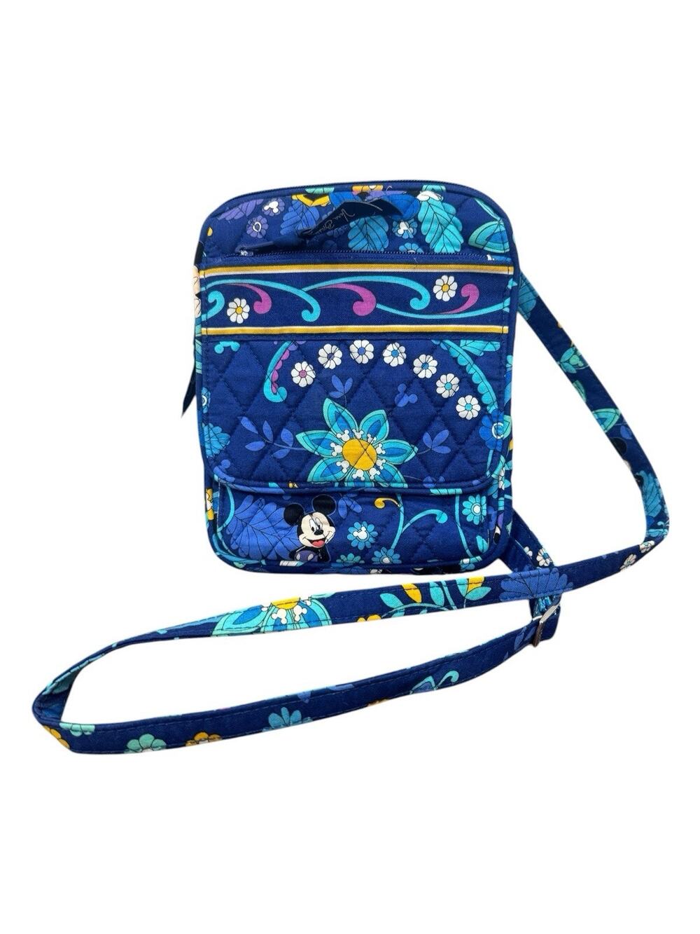 Vera Bradley Disney Parks Mickey Mouse Blue Crossbody Bag RFID Organizer Floral